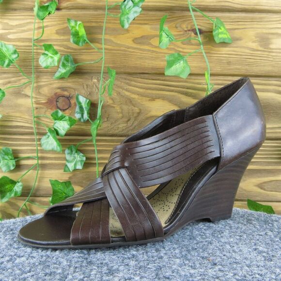 Kenneth Cole Reaction Coast Hill Women Peep Toe Heel Shoes‎ Size 6 Brown Leather - Picture 1 of 10